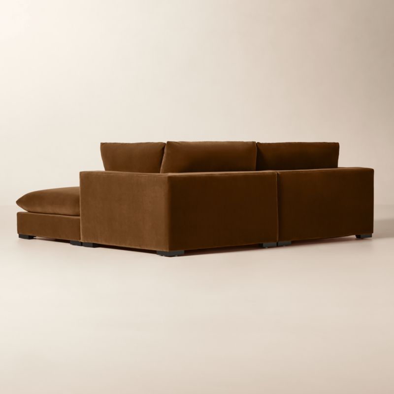 Deseo 3-Piece Light Brown Performance Velvet Standard Depth Sectional Sofa with Ottoman - image 4 of 10