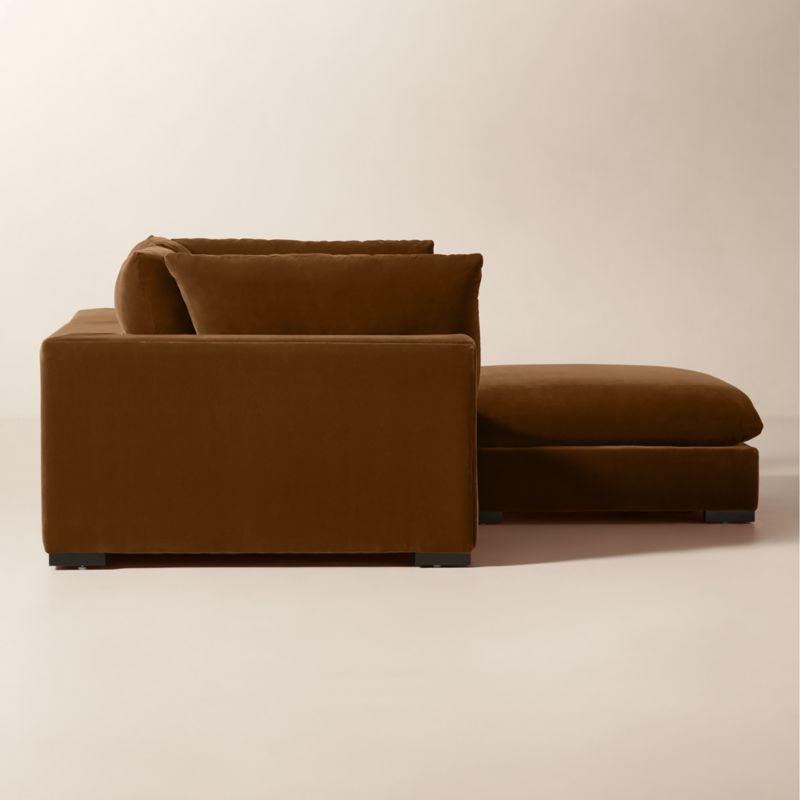 Deseo 3-Piece Light Brown Performance Velvet Standard Depth Sectional Sofa with Ottoman - image 3 of 10