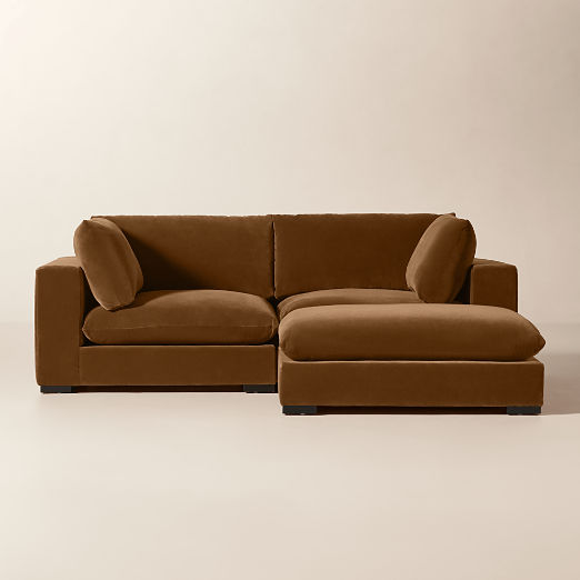 Deseo 3-Piece Praline Brown Performance Velvet Deep Depth Sectional Sofa with Ottoman
