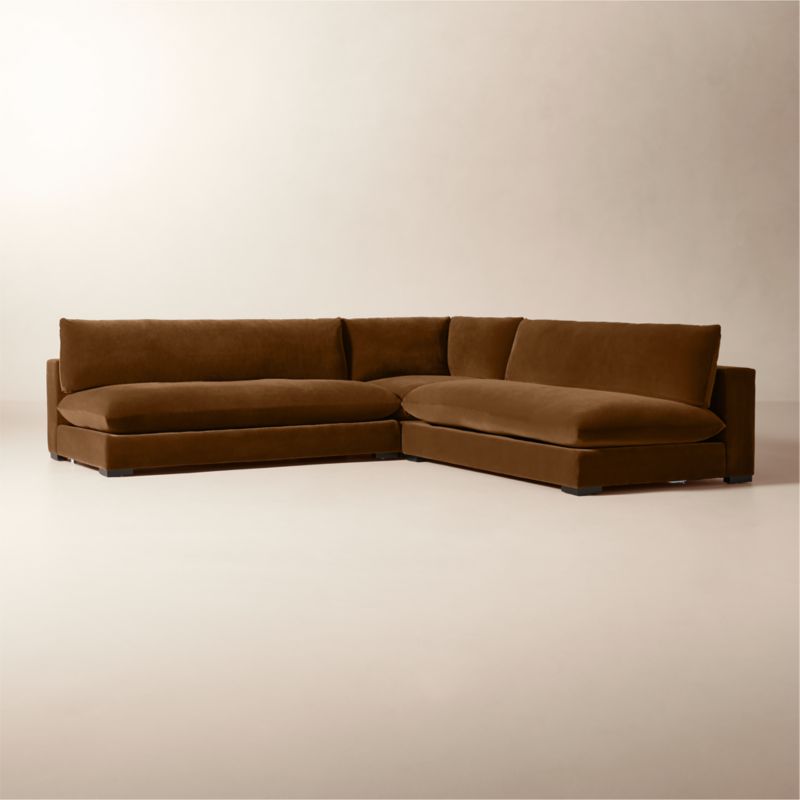 Deseo 3-Piece Modular Light Brown Performance Velvet Deep Depth Sectional with Loveseat - image 3 of 11