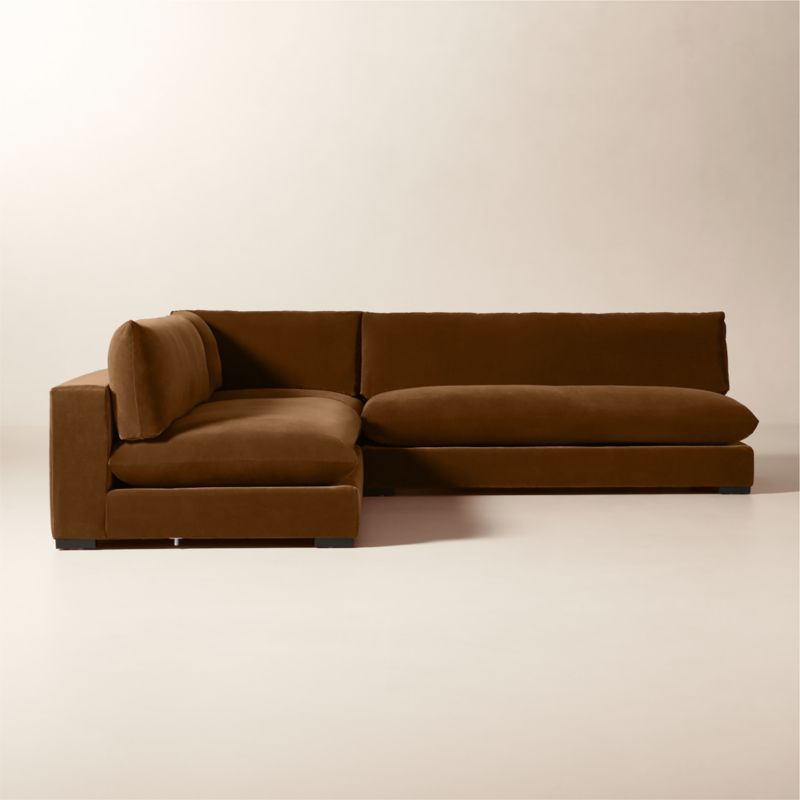 Deseo 3-Piece Modular Light Brown Performance Velvet Deep Depth Sectional with Loveseat - image 4 of 11