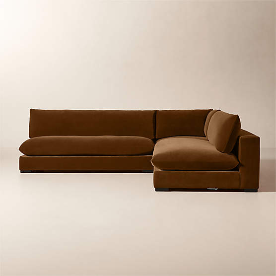 Deseo 3-Piece Modular Light Brown Performance Velvet Deep Depth Sectional with Loveseat
