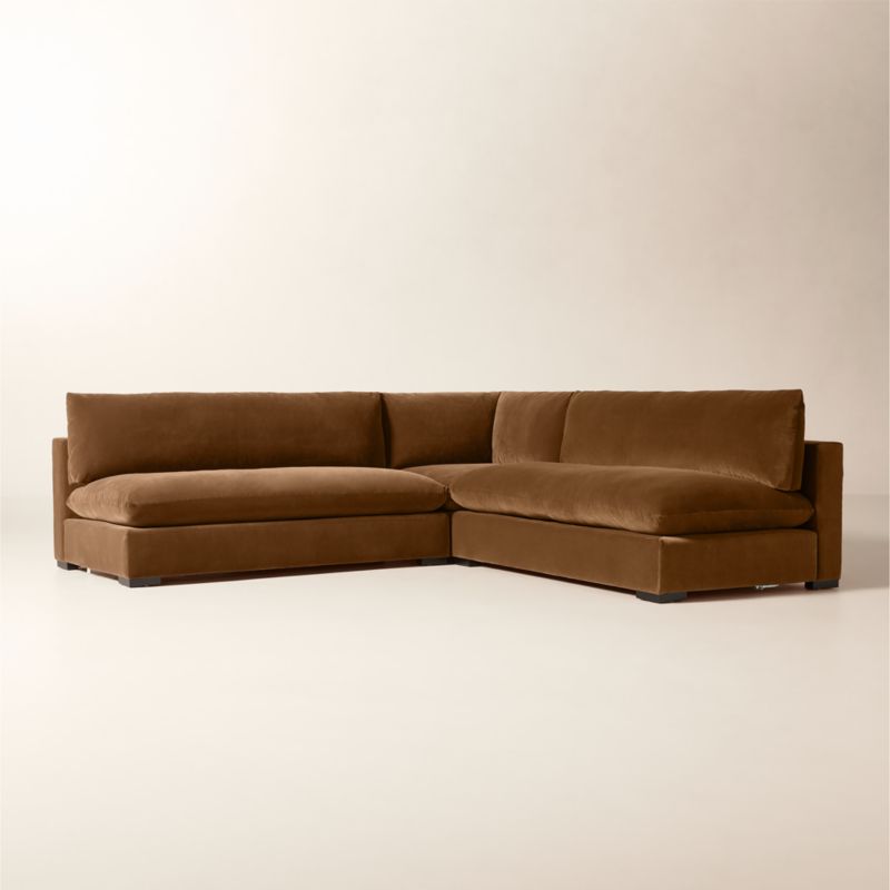 Deseo 3-Piece Light Brown Performance Velvet Standard Depth Sectional Sofa with Loveseat - image 2 of 10