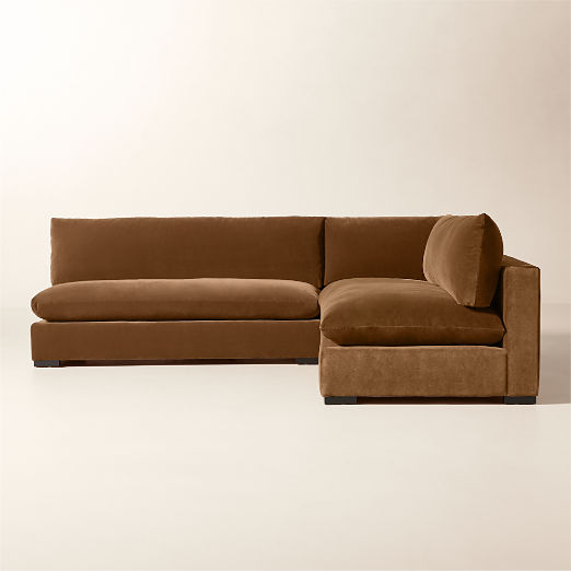 Deseo 3-Piece Praline Brown Performance Velvet Standard Depth Sectional Sofa with Loveseat