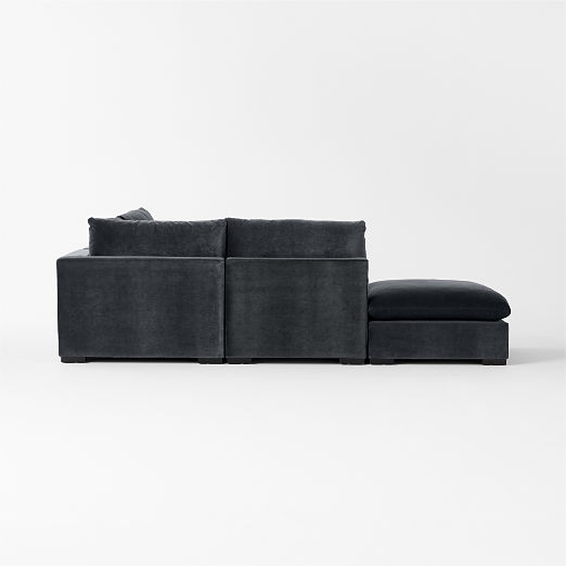 Deseo 4-Piece Modular Charcoal Grey Performance Velvet Standard Depth Sectional Sofa with Loveseat