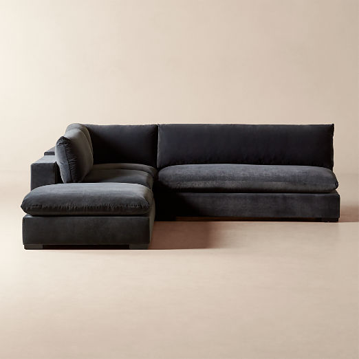 Deseo 4-Piece Modular Charcoal Grey Performance Velvet Standard Depth Sectional Sofa with Loveseat