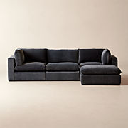 Faible 4-Piece Wheat Performance Velvet Sectional Sofa with Right Arm