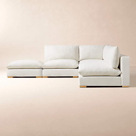 Deseo 4-Piece Modular White Performance Fabric Standard Depth Sectional Sofa with Loveseat