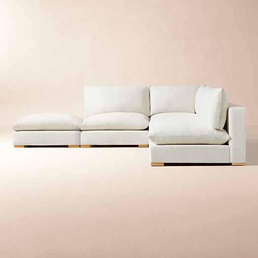 Deseo 4-Piece Modular White Performance Fabric Standard Depth Sectional Sofa with Loveseat