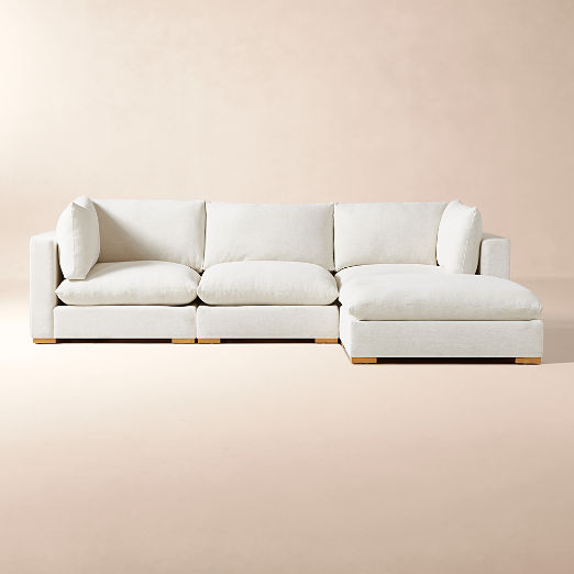 Deseo 4-Piece Modular White Performance Fabric Standard Depth Sectional Sofa