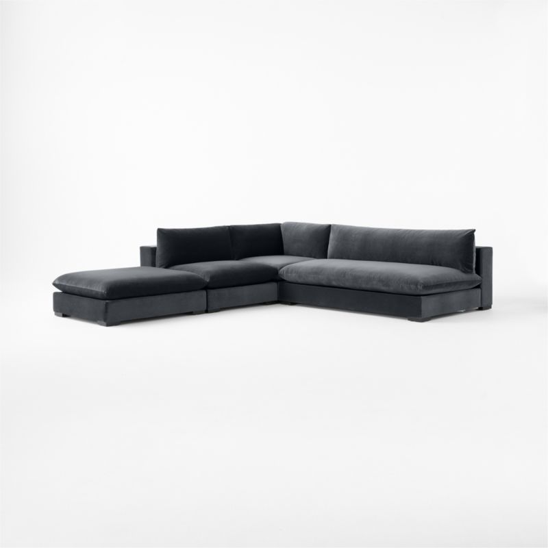 Deseo 4-Piece Modular Charcoal Grey Performance Velvet Deep Depth Sectional Sofa with Loveseat - image 10 of 12