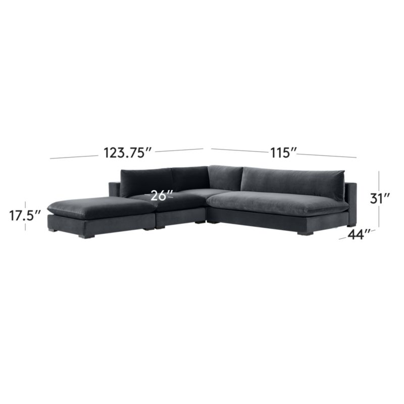 View Deseo 4-Piece Modular Charcoal Grey Performance Velvet Deep Depth Sectional Sofa with Loveseat - image 3 of 13