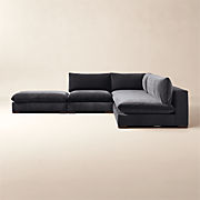 Deseo 94.5" Charcoal Grey Performance Velvet Deep Depth Sofa