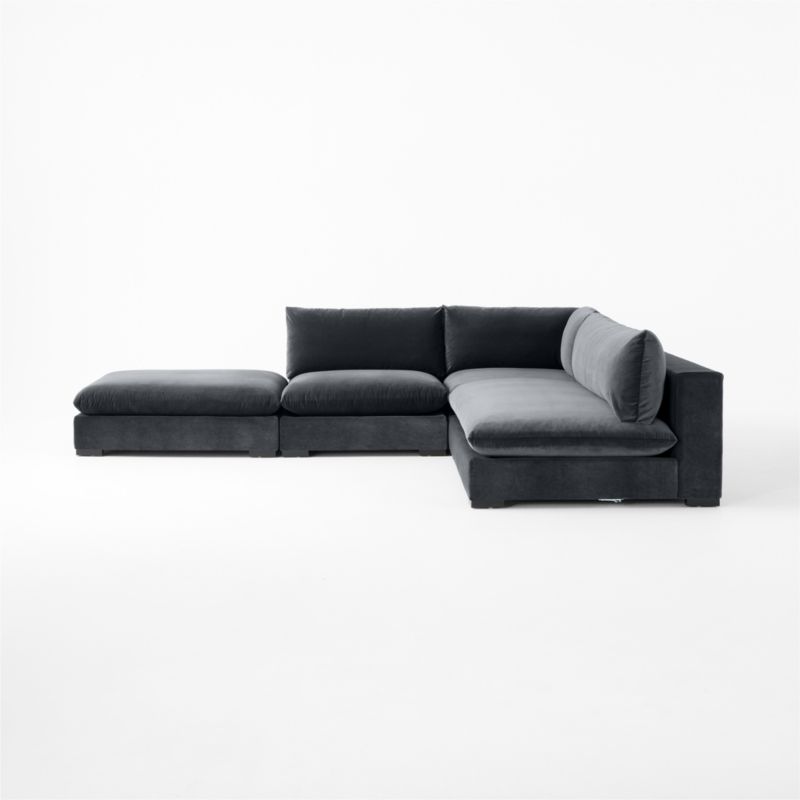 Deseo 4-Piece Modular Charcoal Grey Performance Velvet Deep Depth Sectional Sofa with Loveseat - image 9 of 12