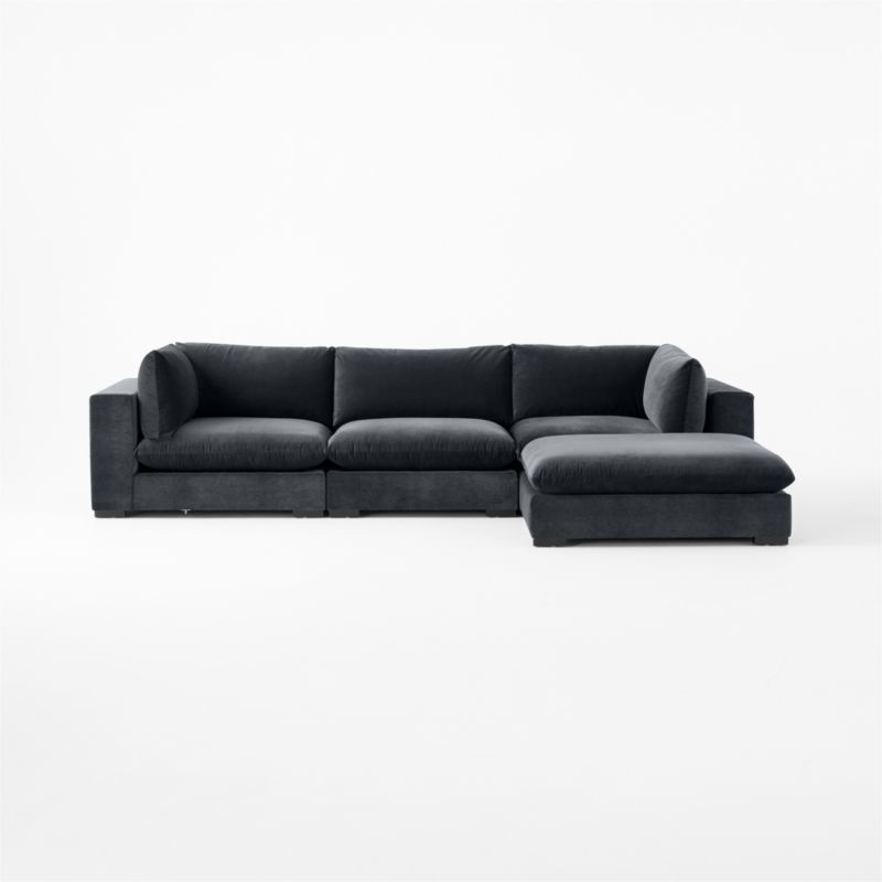 Deseo 4-Piece Modular Charcoal Grey Performance Velvet Deep Depth Sectional Sofa - image 9 of 12