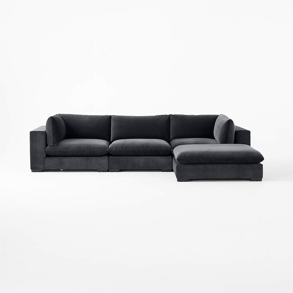 U547 Shiny Grey Velvet Sectional by Global Furniture
