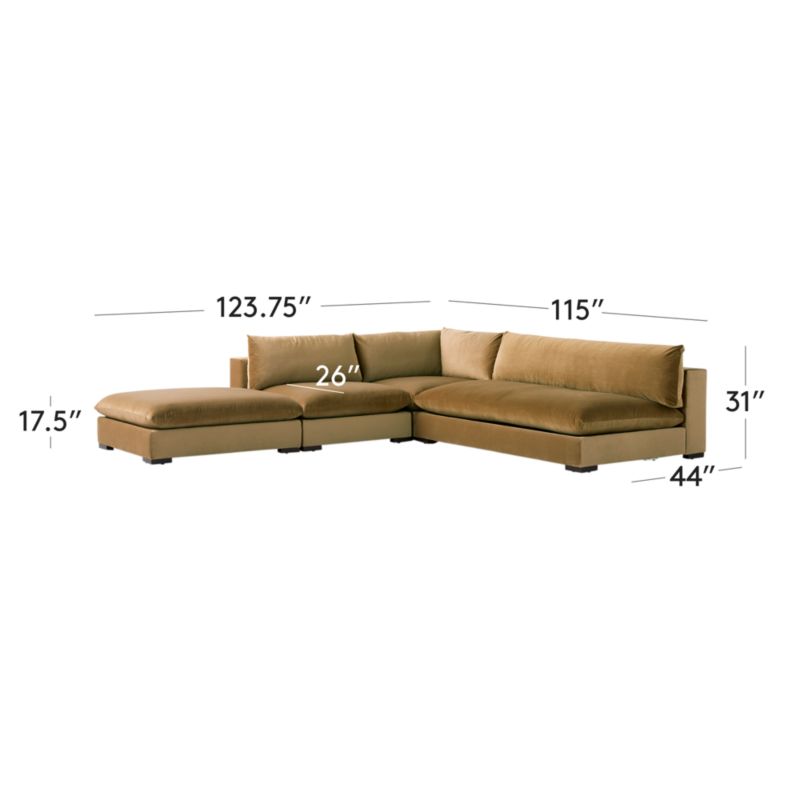 View Deseo 4-Piece Modular Copper Brown Performance Velvet Deep Depth Sectional Sofa with Loveseat - image 3 of 12