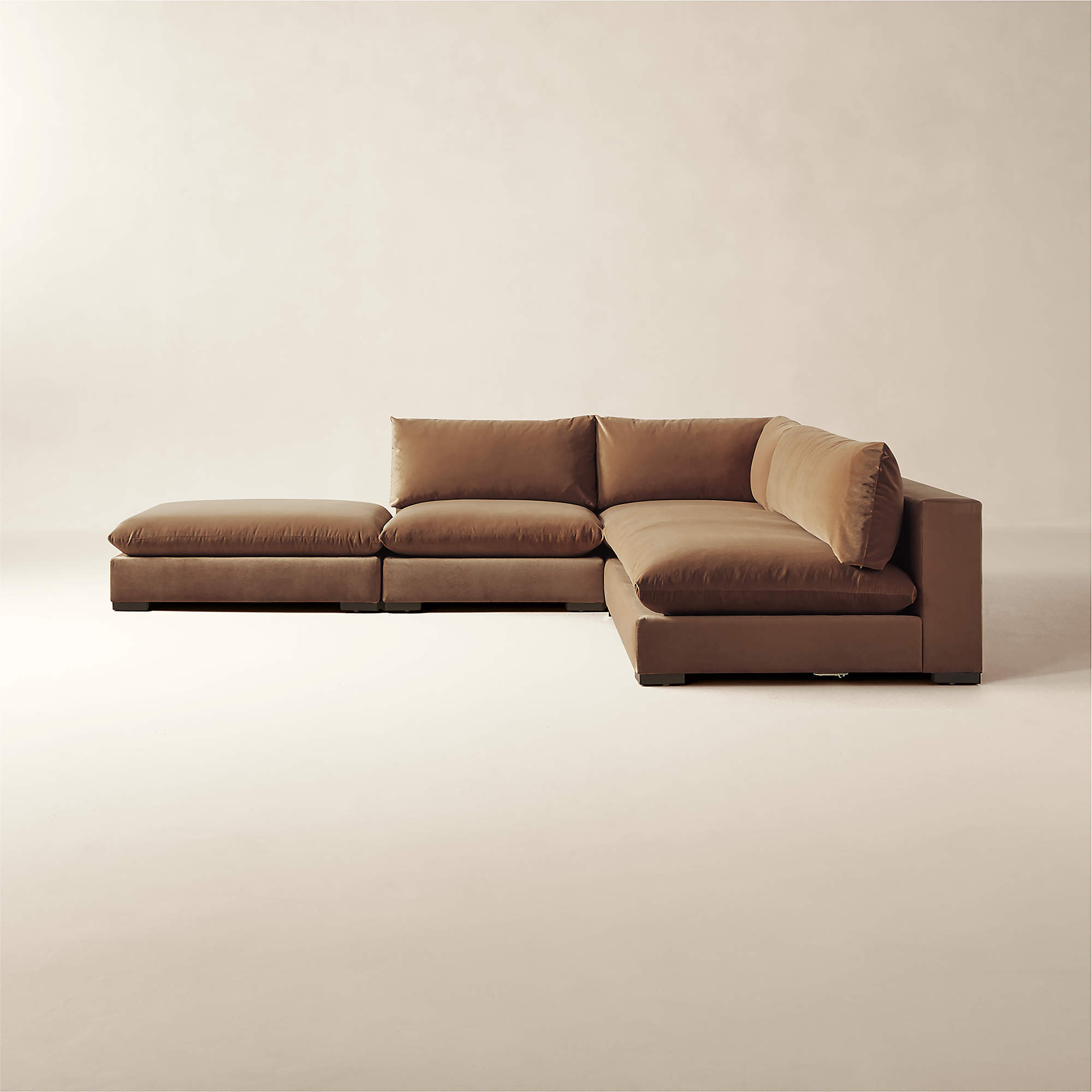 Deseo 4Piece Modular Copper Brown Performance Velvet Sectional Sofa