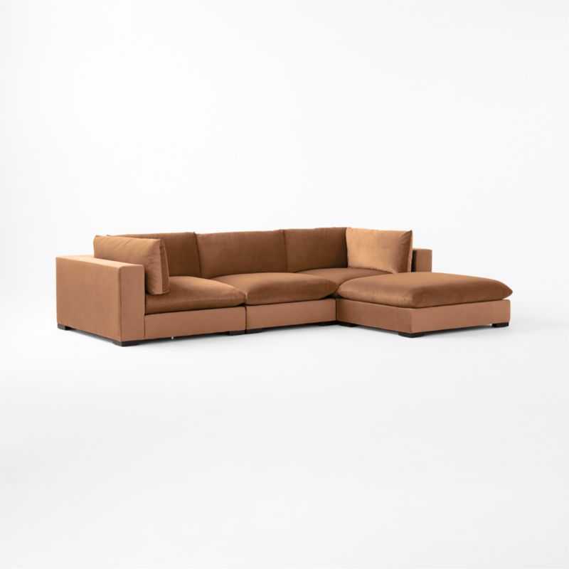 Deseo 4-Piece Modular Copper Brown Performance Velvet Deep Depth Sectional Sofa - image 8 of 11