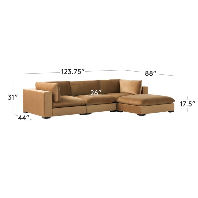 View Deseo 4-Piece Modular Copper Brown Performance Velvet Deep Depth Sectional Sofa - image 3 of 12