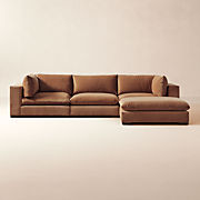 Deseo 4-Piece Modular Copper Brown Performance Velvet Deep Depth Sectional Sofa