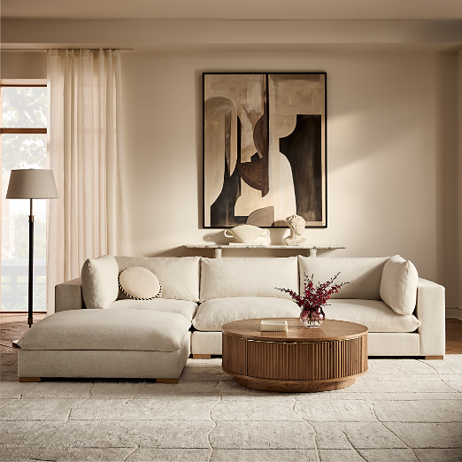 Deseo 4-Piece Modular White Performance Fabric Deep Depth Sectional Sofa