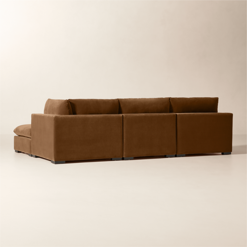 Deseo 4-Piece Praline Brown Performance Velvet Standard Depth Sectional Sofa - image 6 of 10