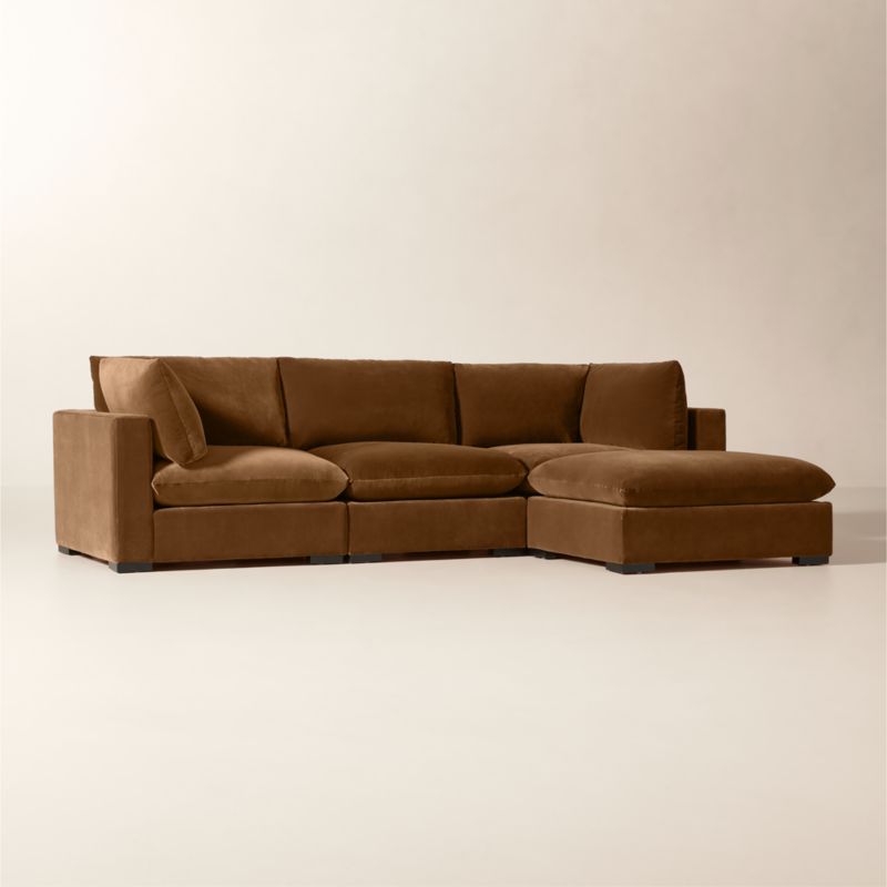 Deseo 4-Piece Praline Brown Performance Velvet Standard Depth Sectional Sofa - image 4 of 10