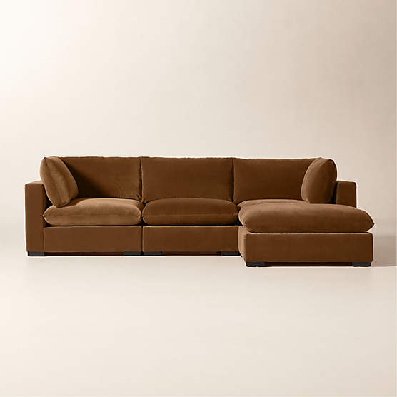 Deseo 4-Piece Praline Brown Performance Velvet Standard Depth Sectional Sofa