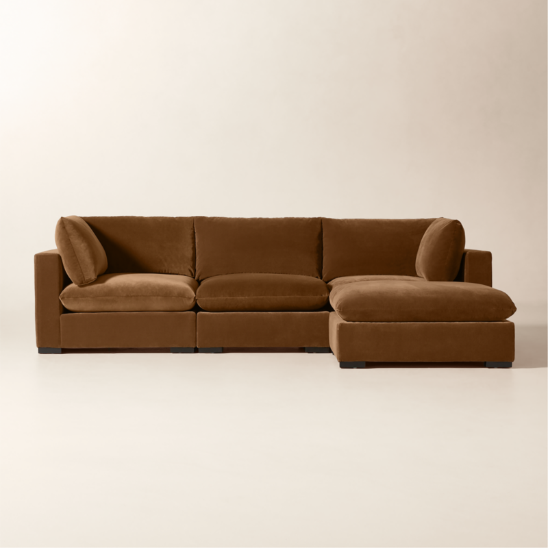 Deseo 4-Piece Praline Brown Performance Velvet Standard Depth Sectional Sofa - image 0 of 10
