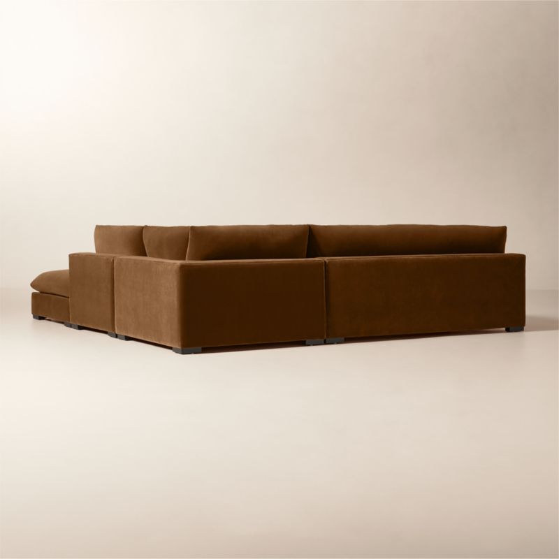 Deseo 4-Piece Light Brown Performance Velvet Deep Depth Sectional Sofa with Loveseat - image 4 of 10