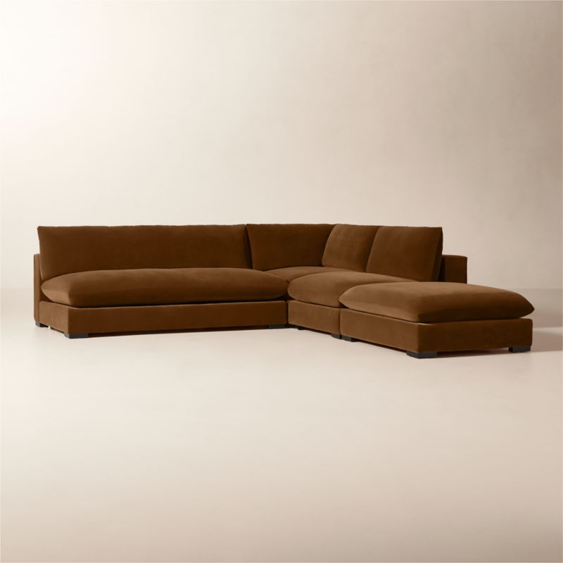 Deseo 4-Piece Light Brown Performance Velvet Deep Depth Sectional Sofa with Loveseat - image 2 of 10
