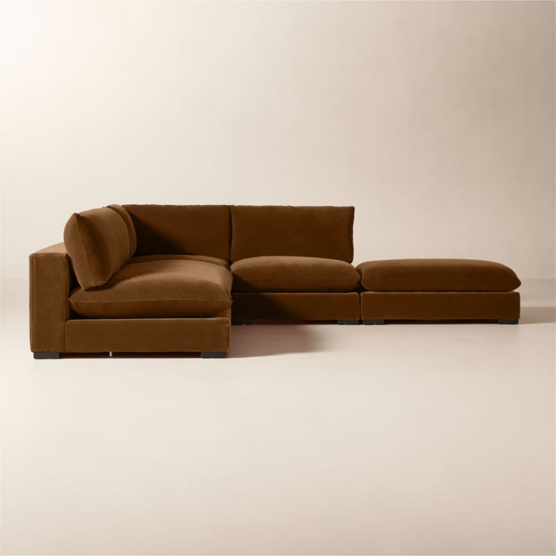 Deseo 4-Piece Light Brown Performance Velvet Deep Depth Sectional Sofa with Loveseat - image 3 of 10