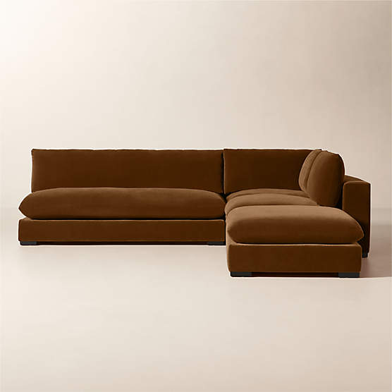 Deseo 4-Piece Light Brown Performance Velvet Deep Depth Sectional Sofa with Loveseat