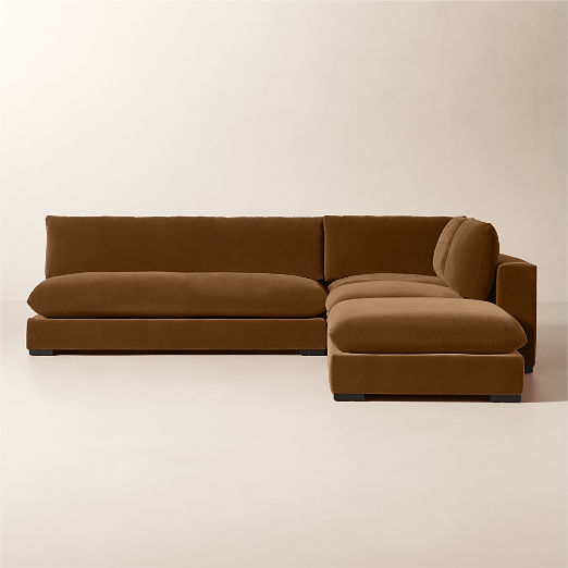 Deseo 4-Piece Praline Brown Performance Velvet Deep Depth Sectional Sofa with Loveseat