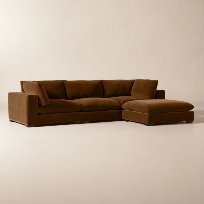 Deseo 4-Piece Light Brown Performance Velvet Standard Depth Sectional Sofa - image 2 of 10