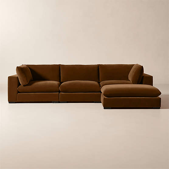 Deseo 4-Piece Light Brown Performance Velvet Standard Depth Sectional Sofa