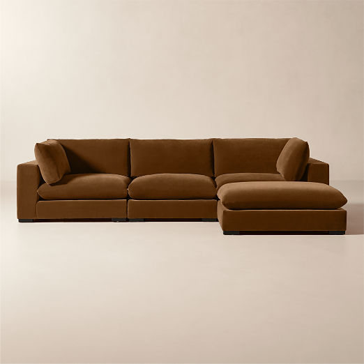 Deseo 4-Piece Praline Brown Performance Velvet Deep Depth Sectional Sofa