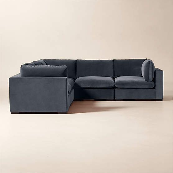 Deseo 5-Piece Modular Charcoal Grey Performance Velvet Standard Depth Sectional Sofa