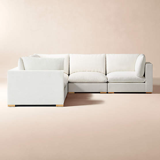 Deseo 5-Piece Modular White Performance Fabric Standard Depth Sectional Sofa
