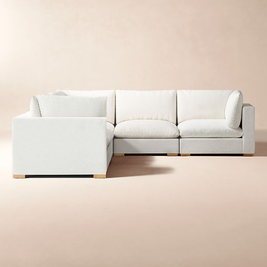 Deseo 5-Piece Modular White Performance Fabric Standard Depth Sectional Sofa