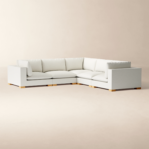 Deseo 5-Piece White Performance Fabric Deep Depth Sectional Sofa