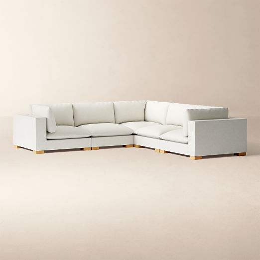 Deseo 5-Piece White Performance Fabric Deep Depth Sectional Sofa