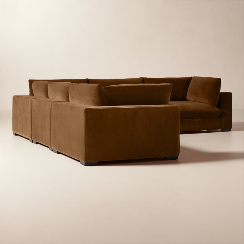 Deseo 5-Piece Light Brown Performance Velvet Standard Depth Sectional Sofa - image 2 of 9