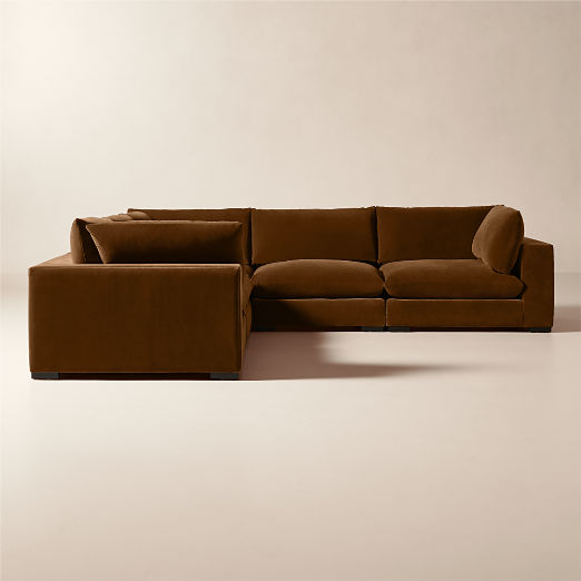 Deseo 5-Piece Light Brown Performance Velvet Standard Depth Sectional Sofa