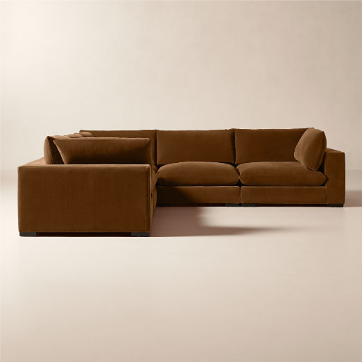 Deseo 5-Piece Praline Brown Performance Velvet Deep Depth Sectional Sofa