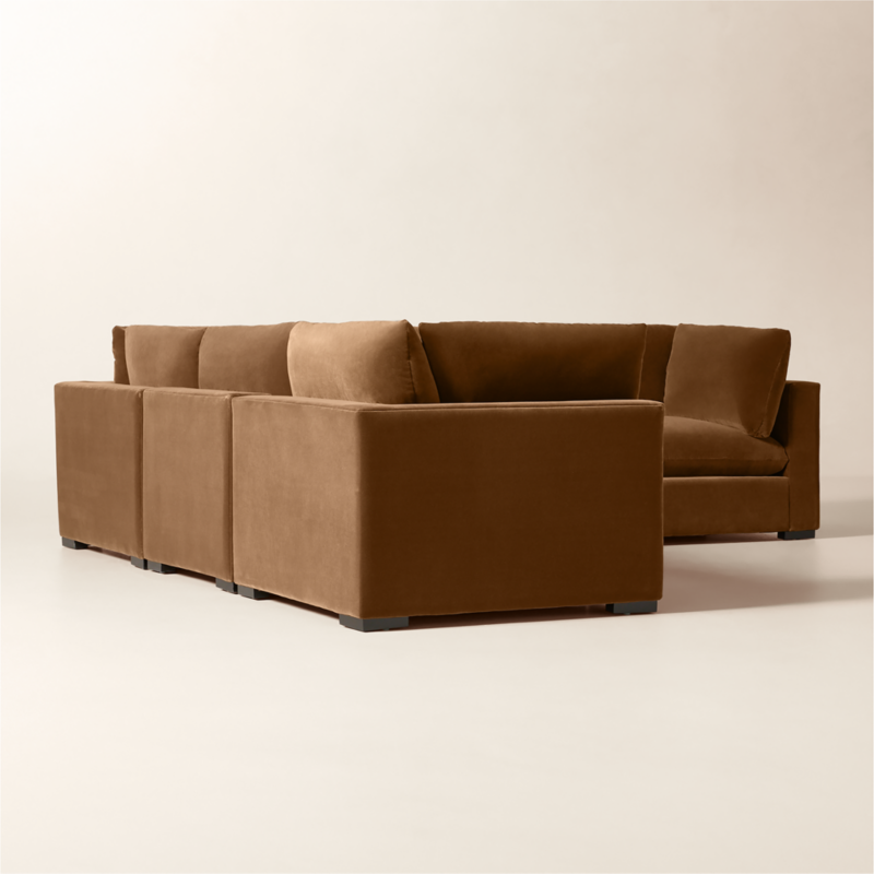 Deseo 5-Piece Praline Brown Performance Velvet Standard Depth Sectional Sofa - image 4 of 9