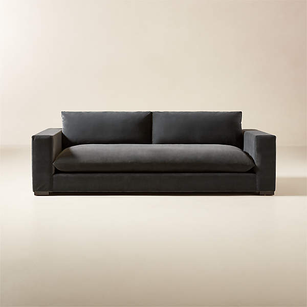 Deseo 94.5 Charcoal Grey Performance Velvet Sofa