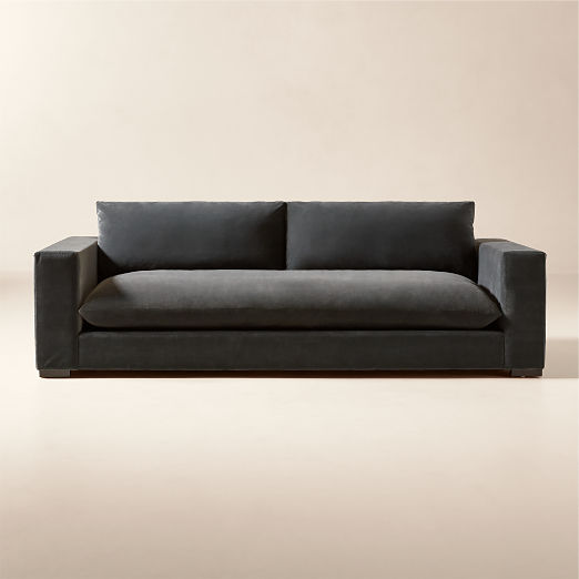 Deseo 94.5" Charcoal Grey Performance Velvet Deep Depth Sofa