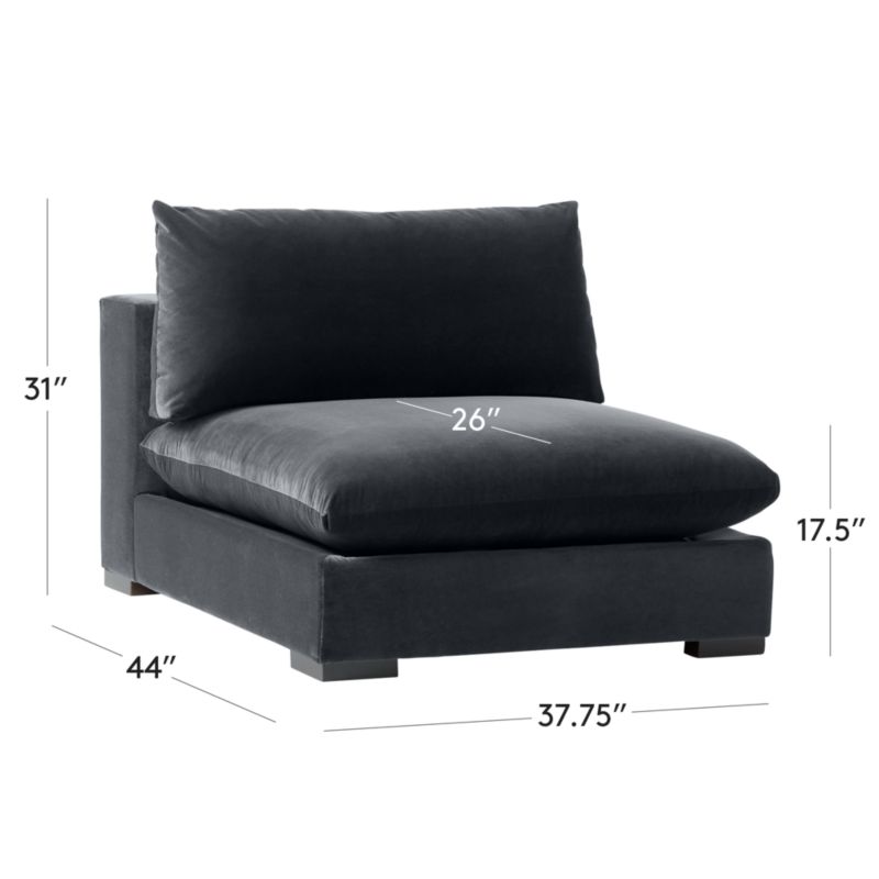 View Deseo Charcoal Grey Performance Velvet Deep Depth Armless Chair - image 3 of 8